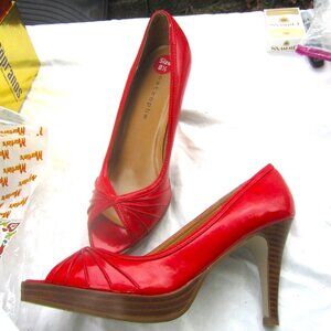 STYLISH APOSTROPHE RED PEEPTOE HEELED SHOES, PAYTON 41477, 8.5M
